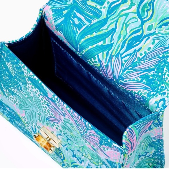 Lilly Pulitzer Top Handle Bag + Wallet Botanical Green Holiday in the Sun NWOT - Picture 3 of 7